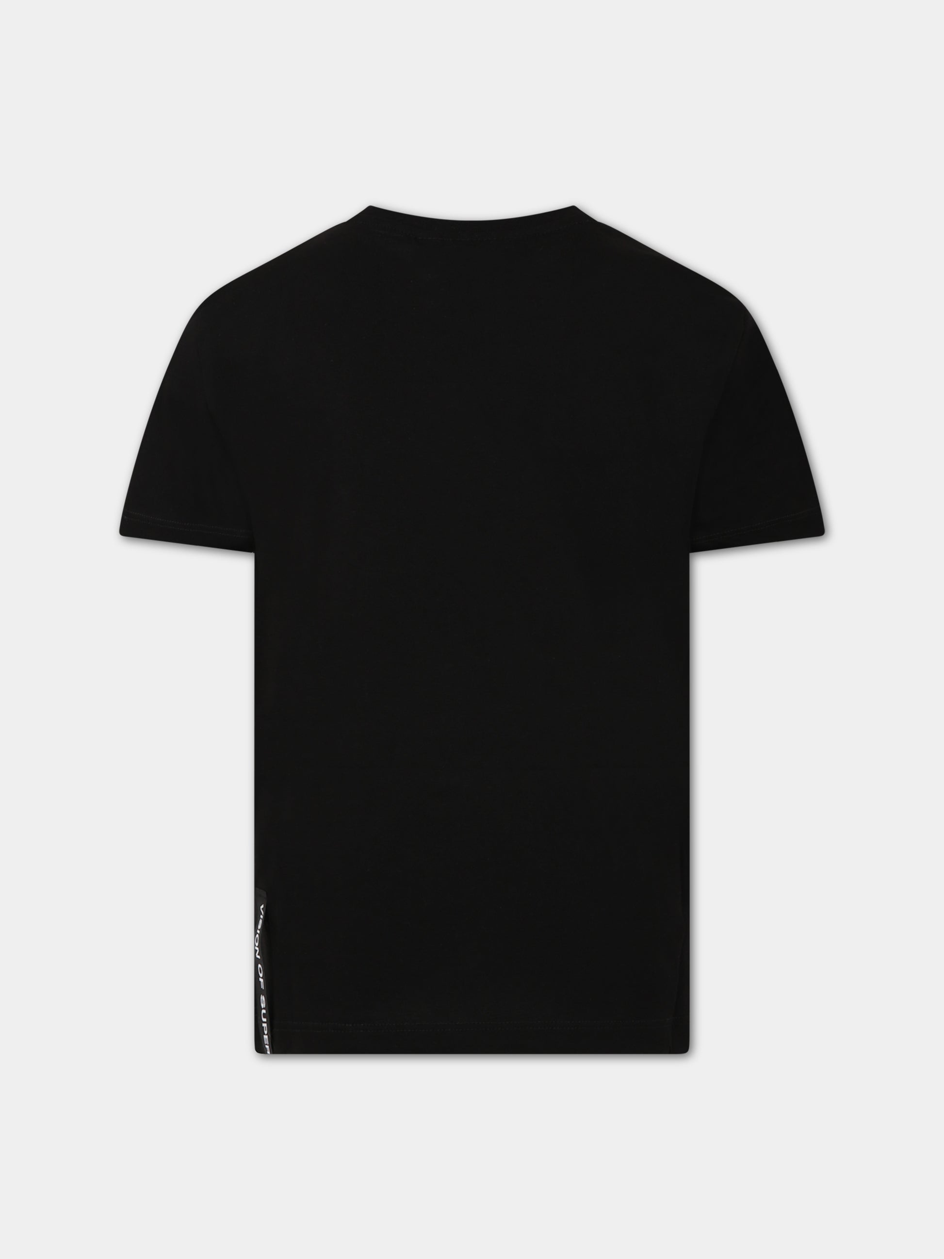 T-shirt nera per bambino con scritta  Vision of Super  e stampa,Vision Of Super,TSV3106J NERO