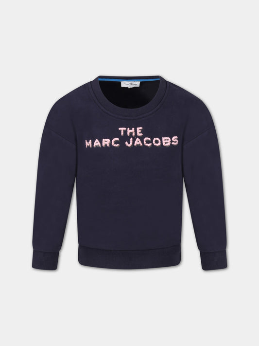 Felpa blu per bambina con logo,Little Marc Jacobs,W15573 84E