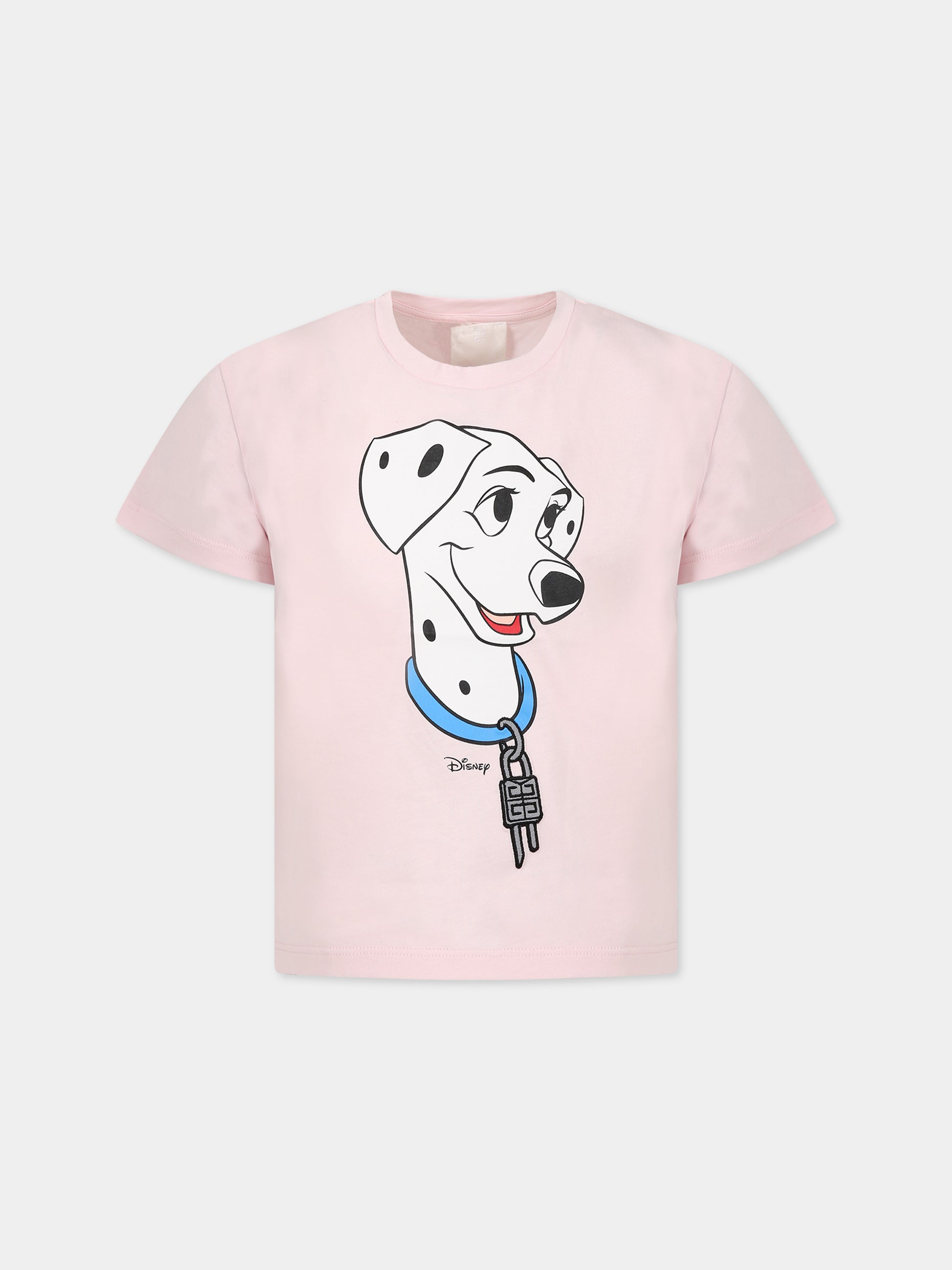 T-shirt rosa per bambina con stampa la carica dei 101 e logo,Givenchy Kids,H15328 44Z