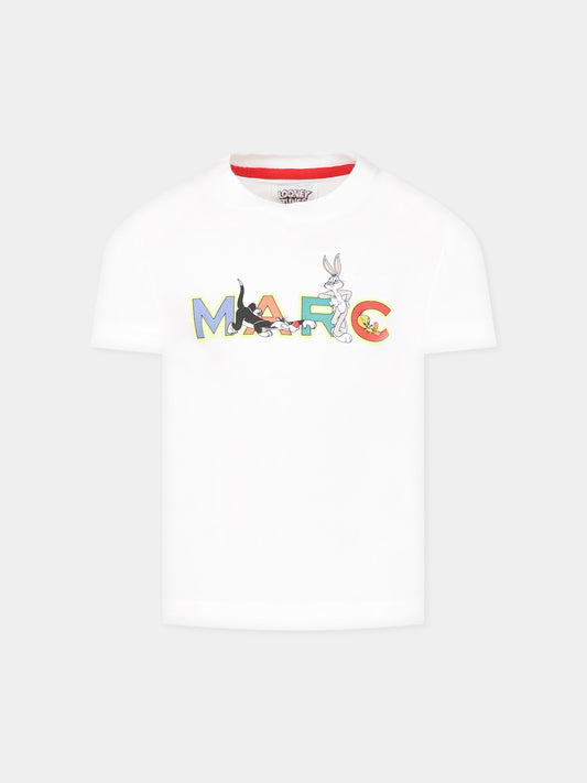 T-shirt bianca per bambino con stampa e logo,Little Marc Jacobs,W55014 10P