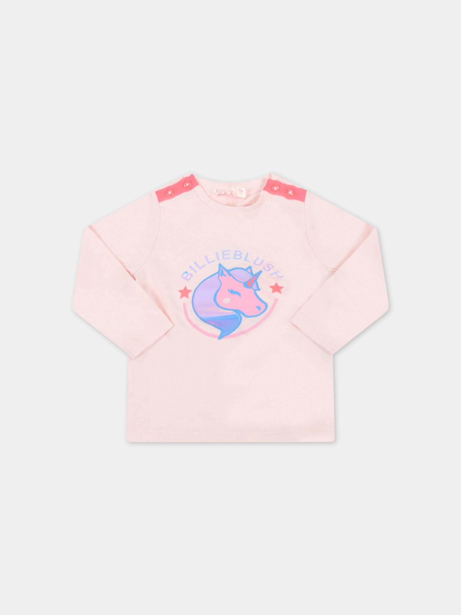 T-shirt rosa per neonata con unicorno,Billieblush,U05363 45S