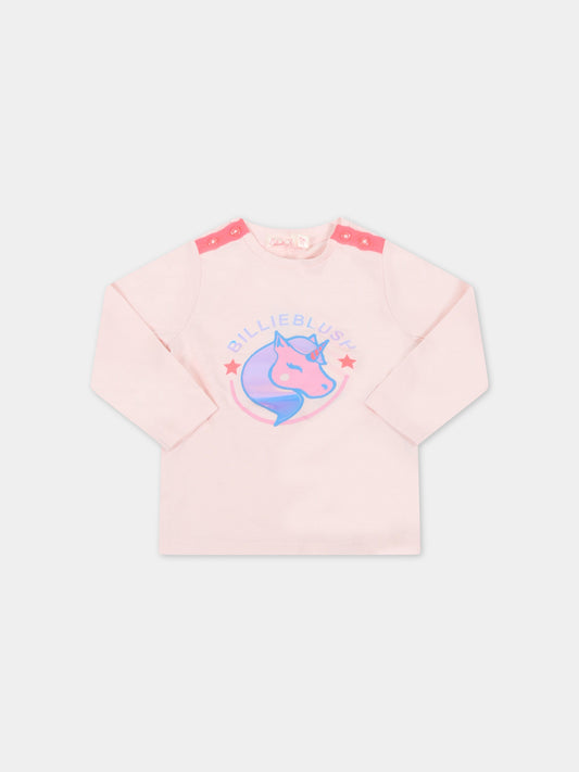 T-shirt rosa per neonata con unicorno,Billieblush,U05363 45S