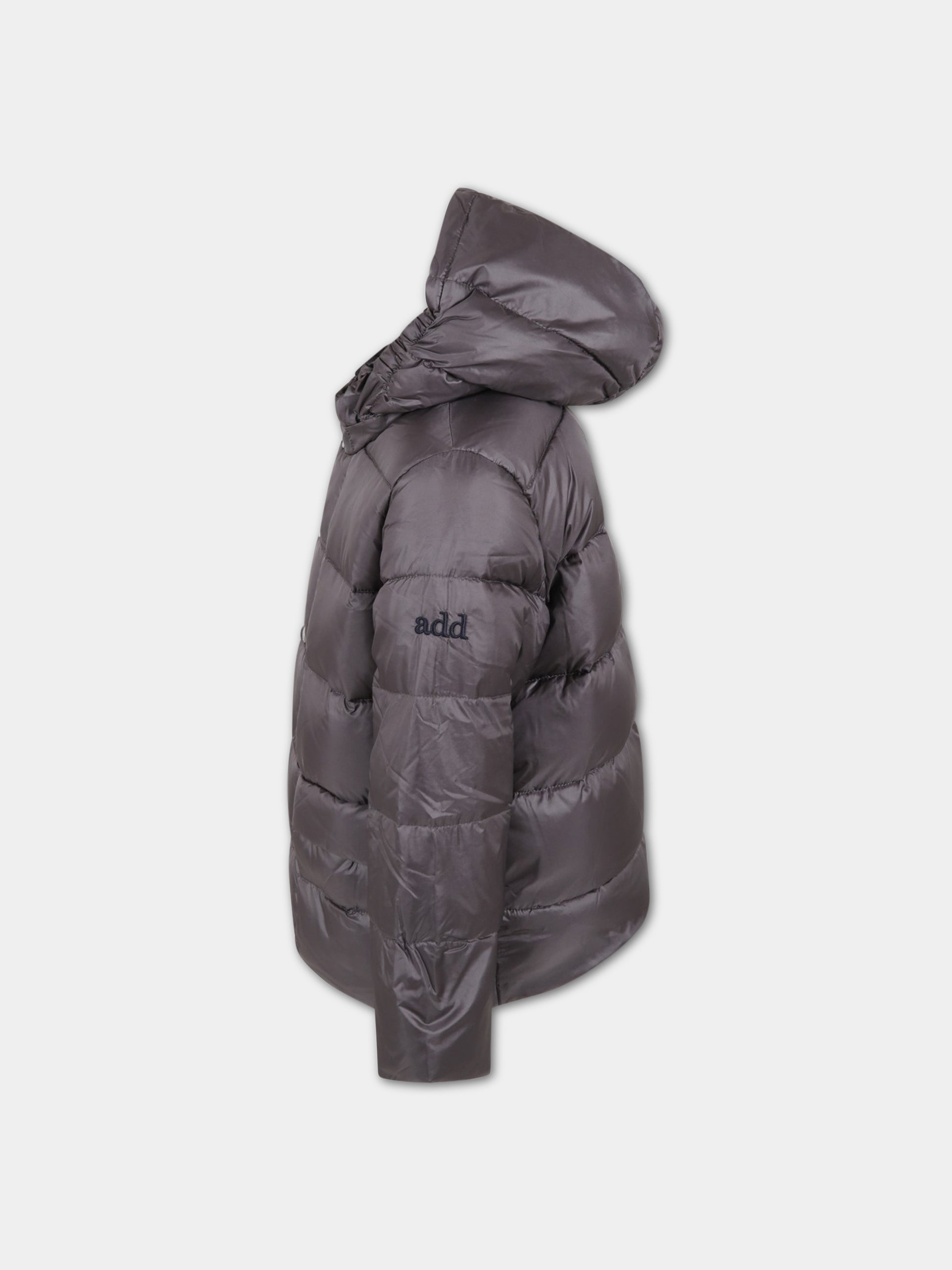 Piumino grigio per bambino con logo,Add,ADMGB002 YA278 5010
