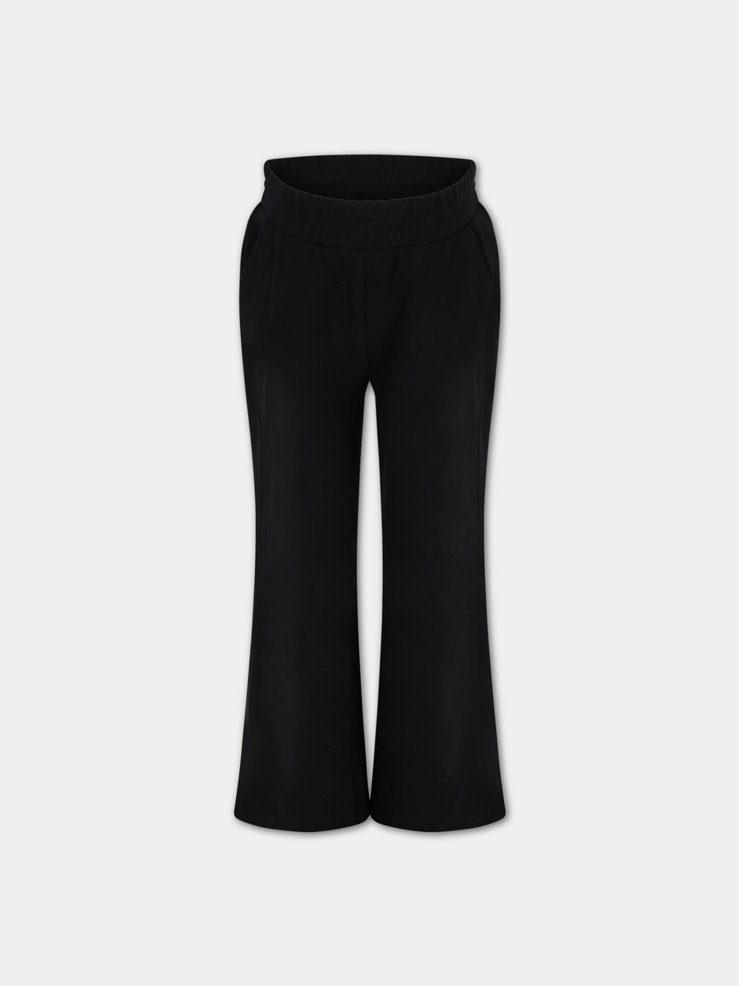 Pantaloni neri da tuta per bambina con patch logato,Dondup Kids,DFPA86 YD010 N000