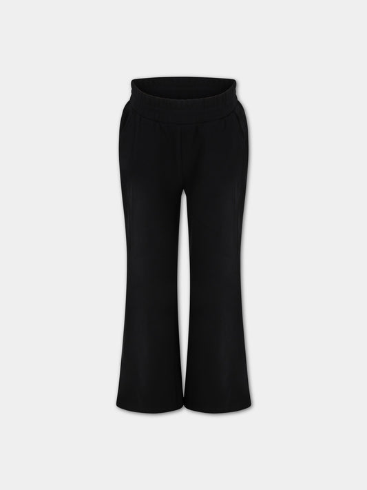 Pantaloni neri da tuta per bambina con patch logato,Dondup Kids,DFPA86 YD010 N000