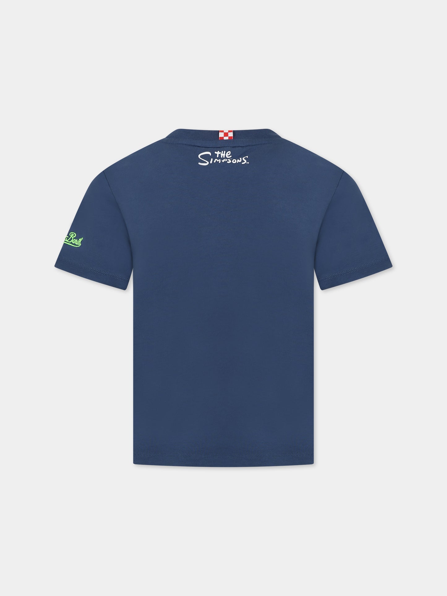 T-shirt blu per bambino con stampa Bart Simpson e logo,Mc2 Saint Barth,TSHIRT BOY BART SURF 60 EMB