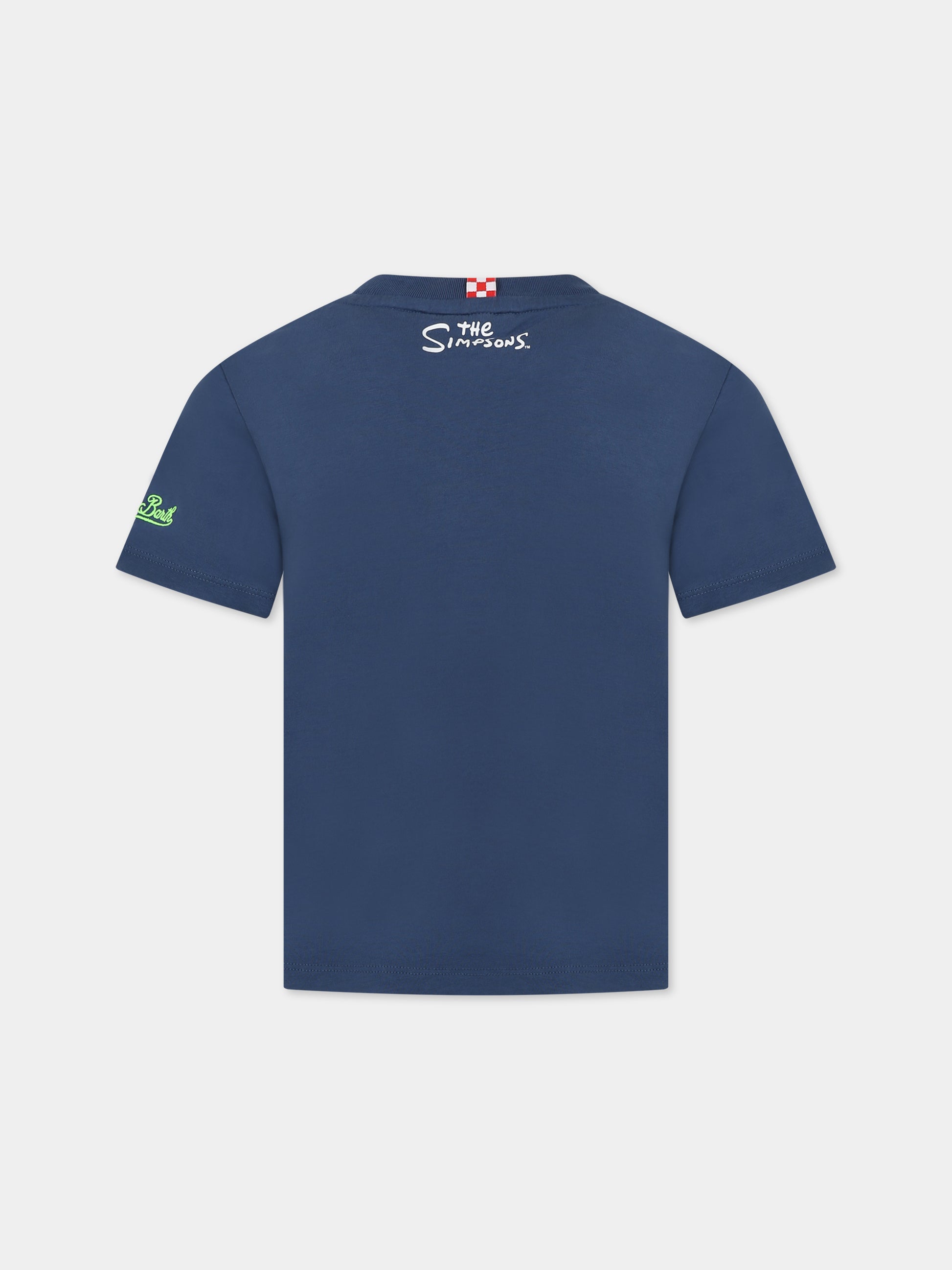 T-shirt blu per bambino con stampa Bart Simpson e logo,Mc2 Saint Barth,TSHIRT BOY BART SURF 60 EMB