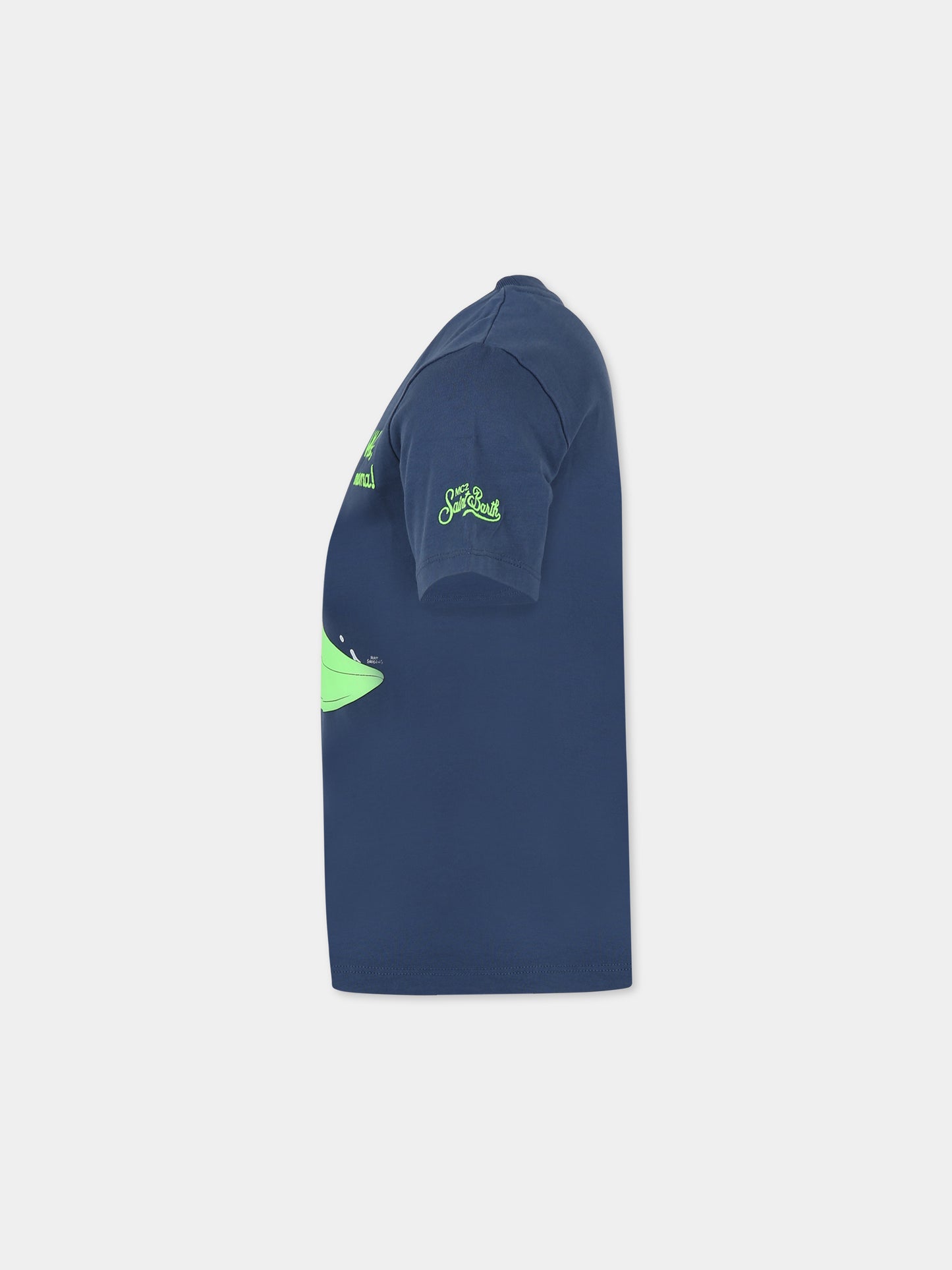 T-shirt blu per bambino con stampa Bart Simpson e logo,Mc2 Saint Barth,TSHIRT BOY BART SURF 60 EMB