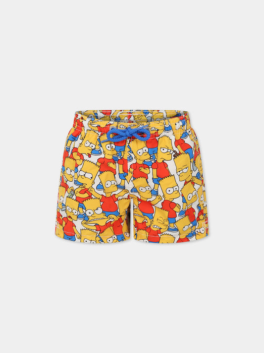 Boxer mare bianco per bambino con stampa Simpson e logo,Mc2 Saint Barth,JEAN BART MIX 01