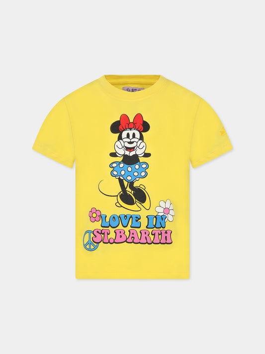 T-shirt gialla per bambina con stampa Minnie e logo,Mc2 Saint Barth,ELLY MINNIE LOVE IN SB 92