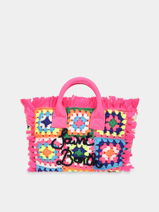 Borsa multicolor per bambina con logo,Mc2 Saint Barth,COLETTE CROCHET CR MULTI FLUO EMB