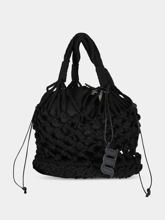 Borsa nera da spiaggia da donna con patch logato,Matineè,MOD. BAG SMALL PETIT SAC DE PLAGE NERO