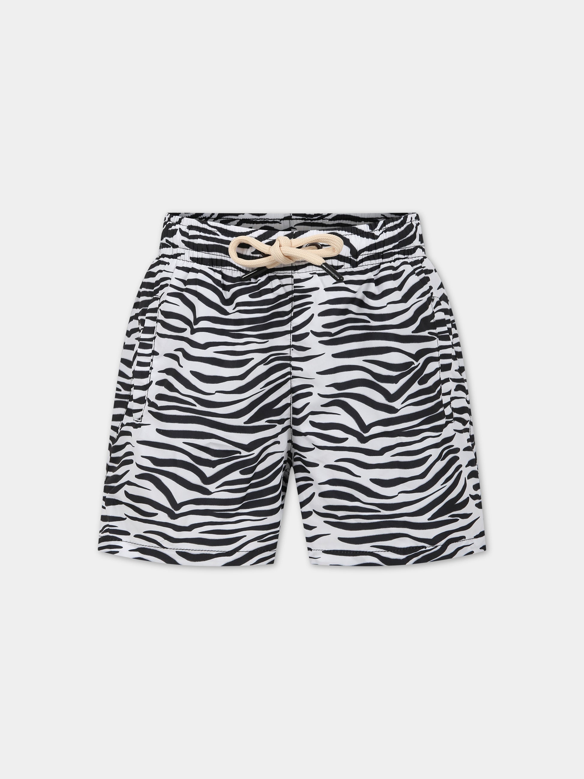Boxer mare bianco per bambino con logo,Matineè,BBM4029 PETIT ALEXANDRE ZEBRA