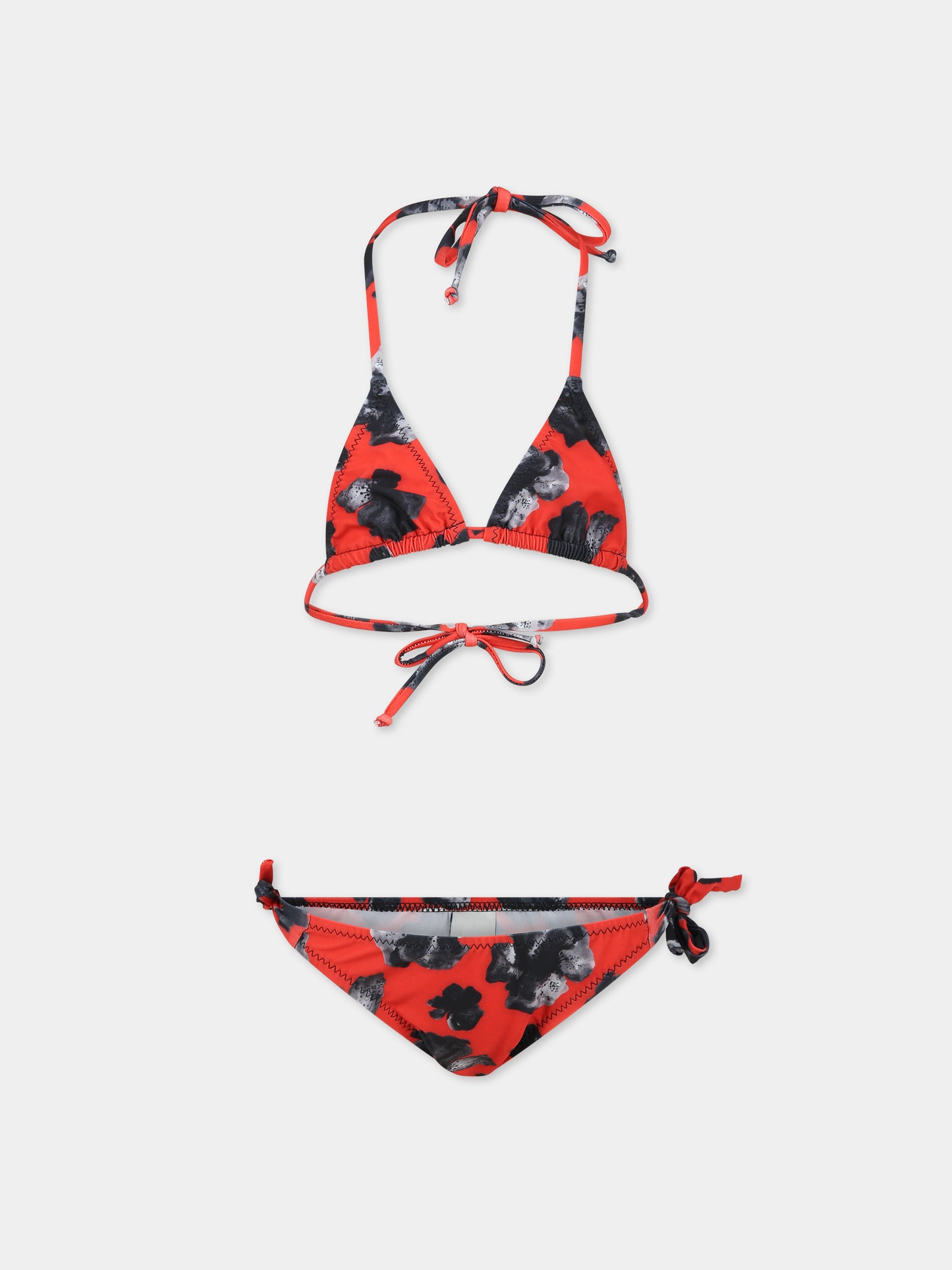 Bikini rosso per bambina con stampa floreale,Matineè,CC4011 PETITE CAMILLE FIORE ROSSO