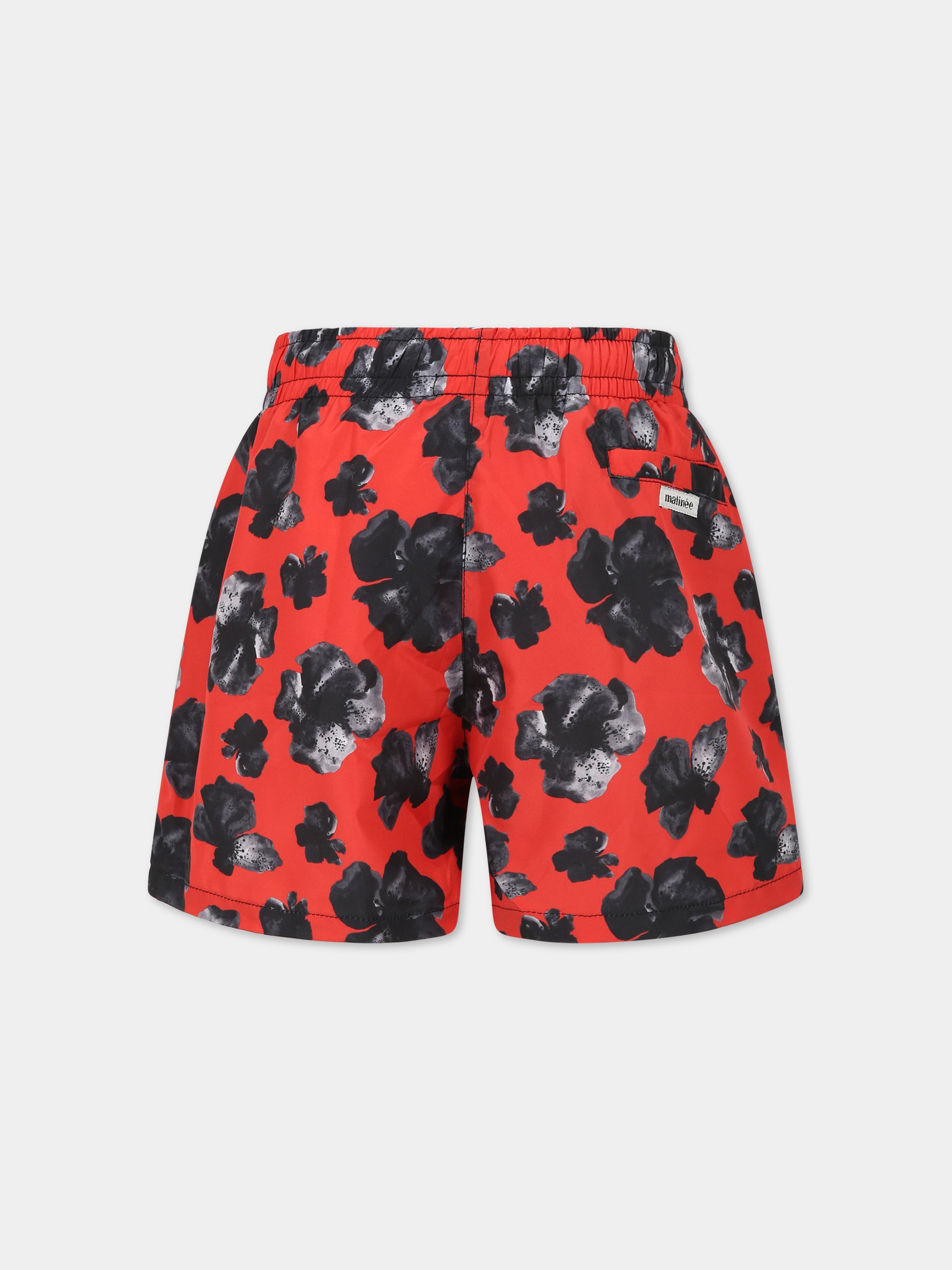 Boxer mare rosso da uomo con stampa floreale,Matineè,BUM4006 ALEXANDRE FIORE ROSSO