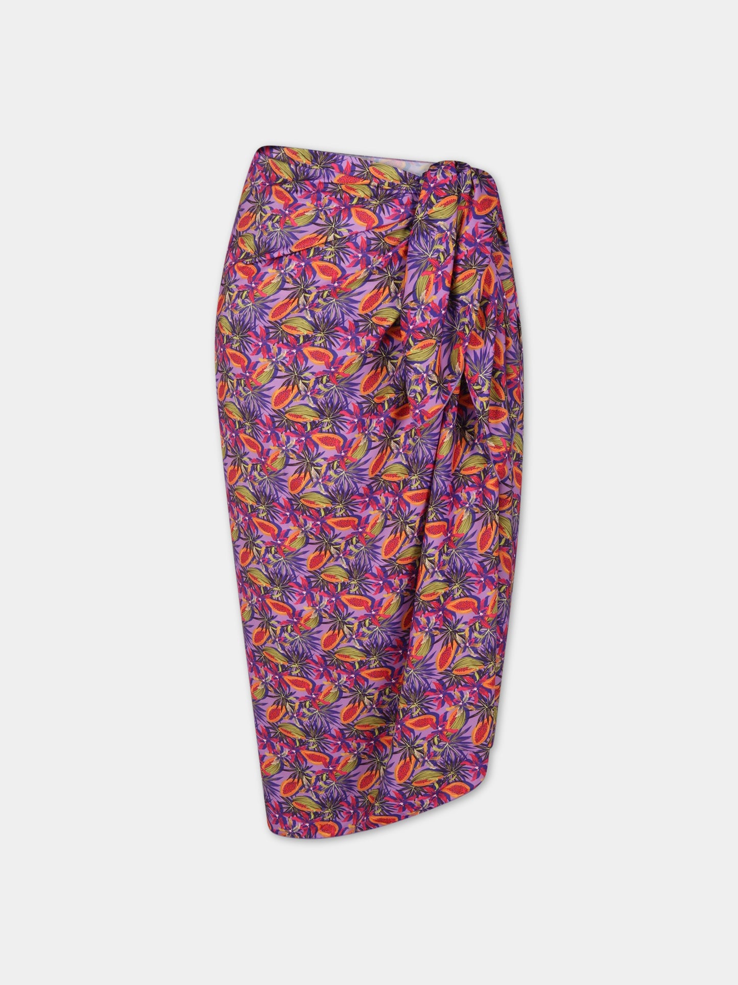 Pareo viola da donna con stampa papaya,Matineè,DM4008 ALEXANDRA PAPAYA VIOLA