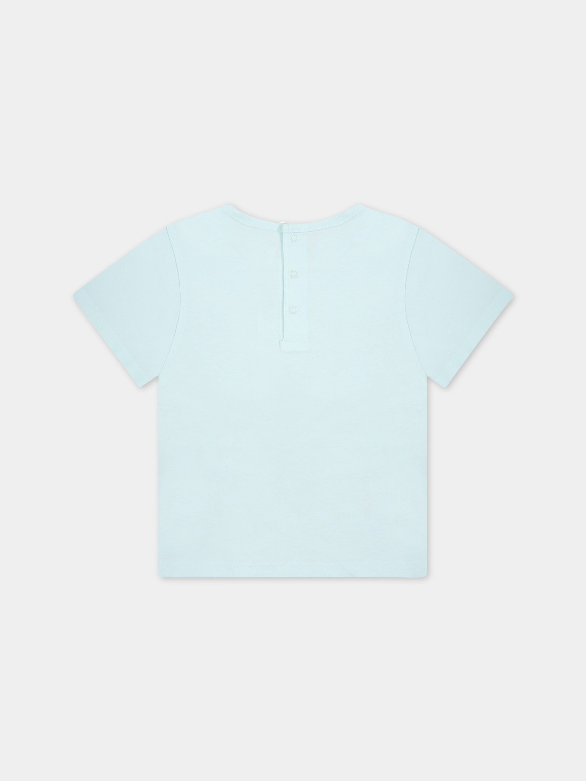 T-shirt celeste per neonato con scritta blu,Carrement Beau,Y05245 73A