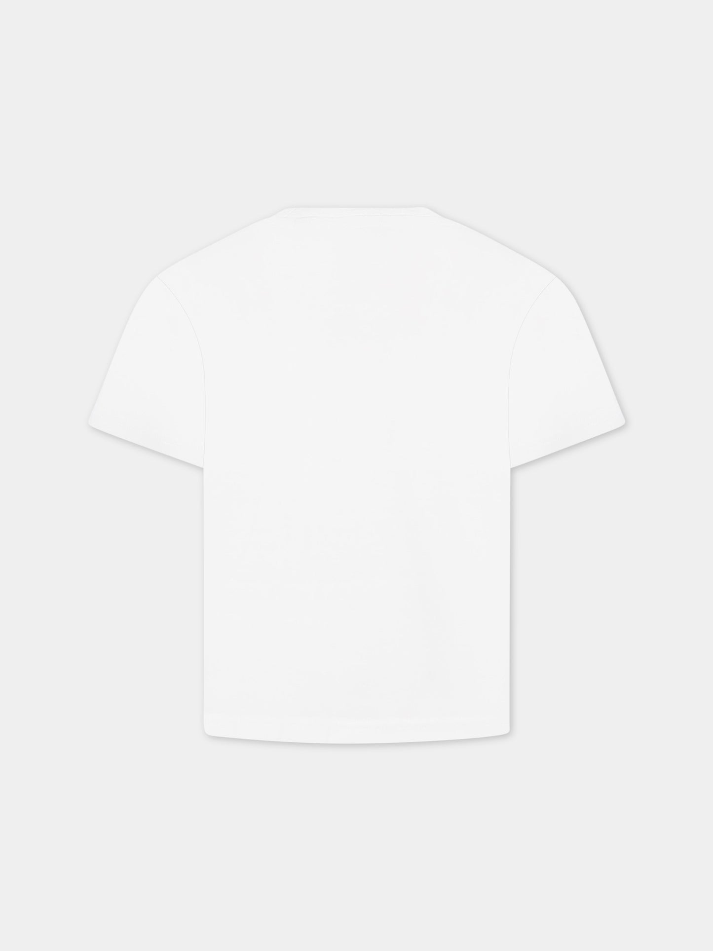 T-shirt bianca per bambino con iconico Thoamas Bear e logo,Burberry Kids,8062151