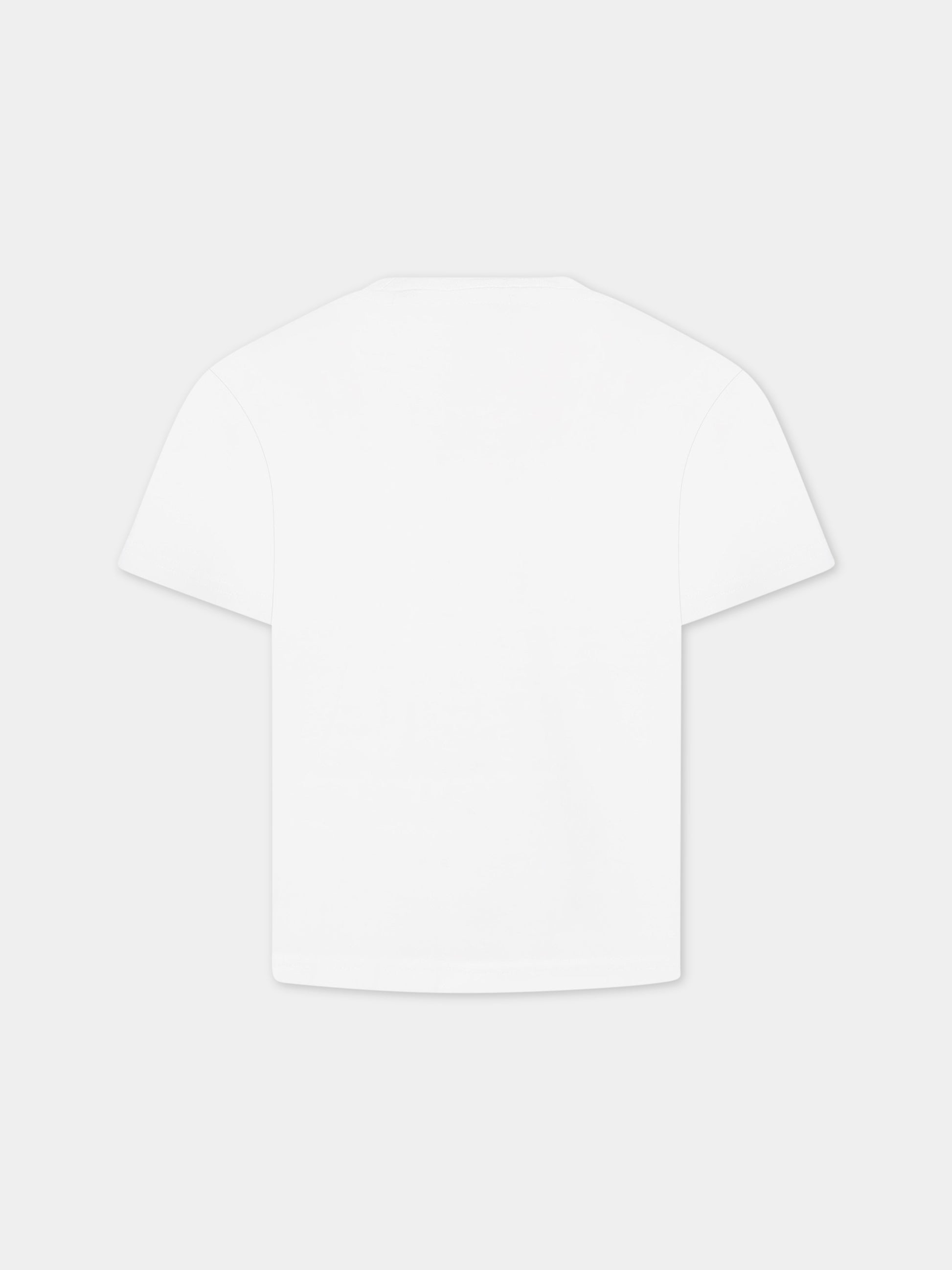 T-shirt bianca per bambino con iconico Thoamas Bear e logo,Burberry Kids,8062151