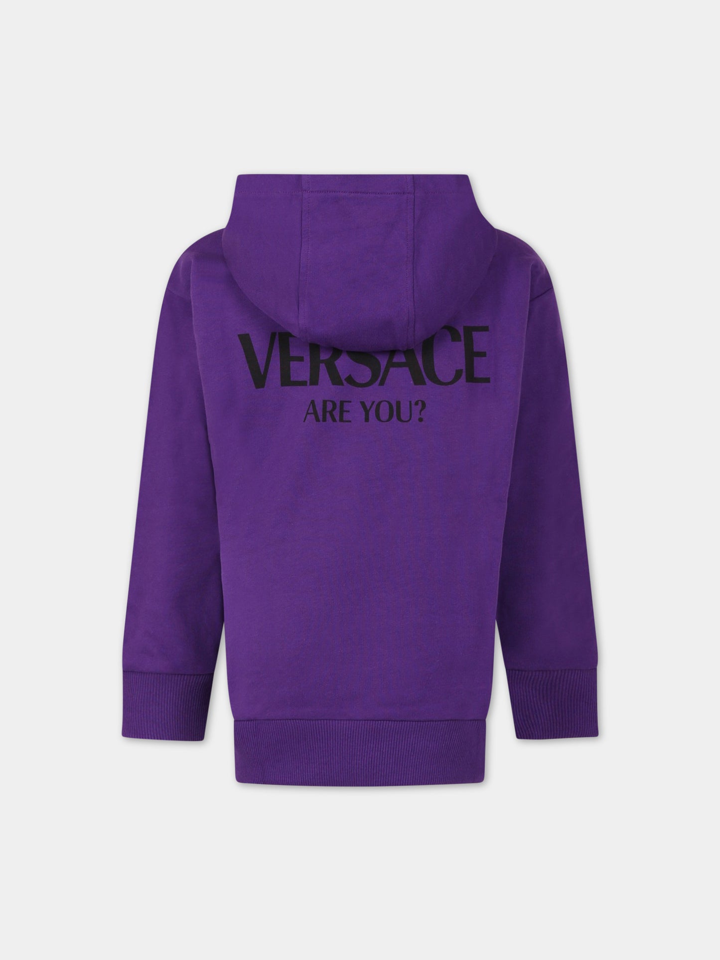 Felpa viola per bambina con logo,Versace,1006744 1A07371  6L270 AY0191