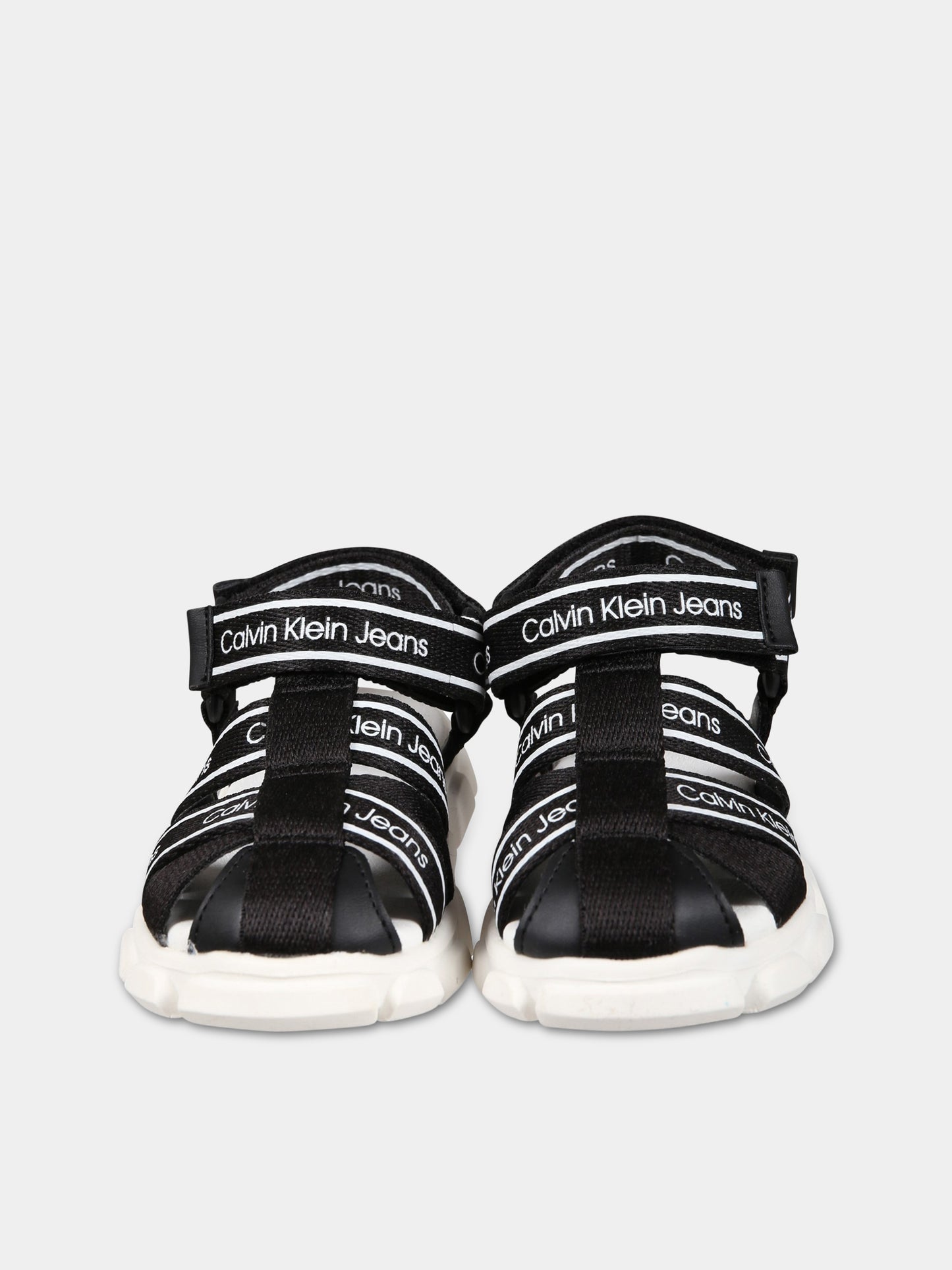 Sandali neri per bambino con logo,Calvin Klein Kids,V1B2 80608 0034999