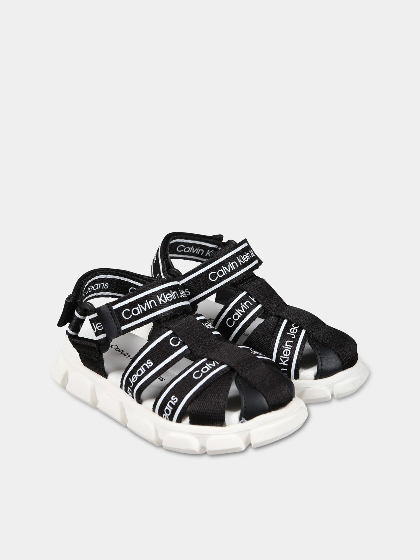 Sandali neri per bambino con logo,Calvin Klein Kids,V1B2 80608 0034999
