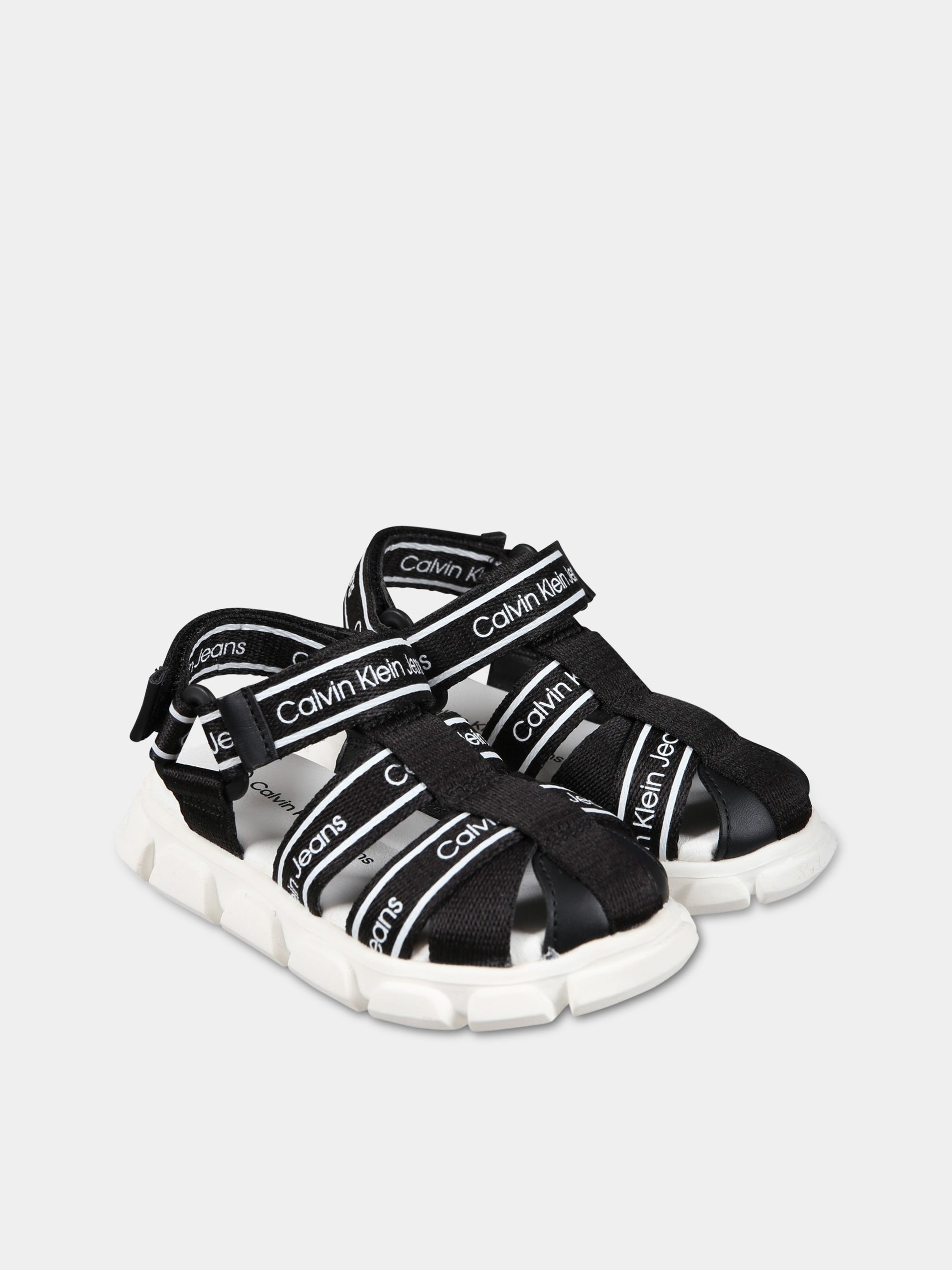Sandali neri per bambino con logo,Calvin Klein Kids,V1B2 80608 0034999