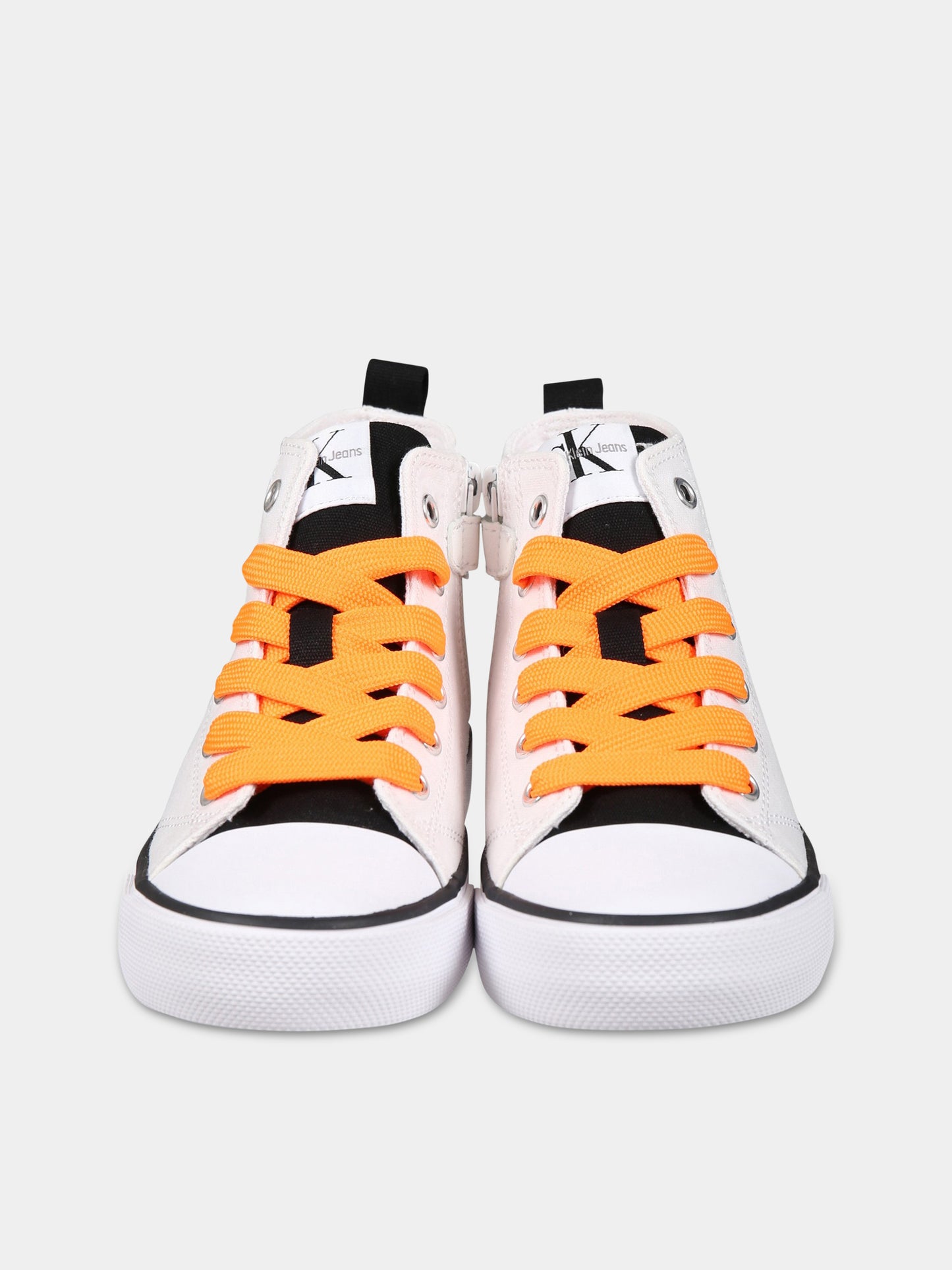 Sneakers bianche per bambini con logo,Calvin Klein Kids,V3X9 80569 0890X002