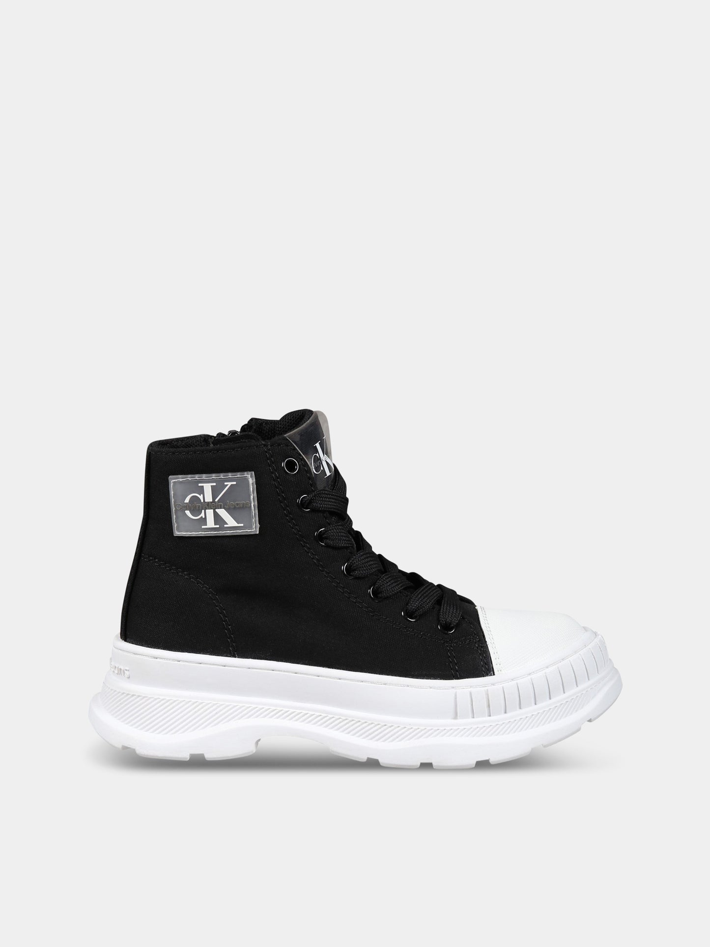 Sneakers nere per bambina con logo,Calvin Klein Kids,V3X5 80603 0890999