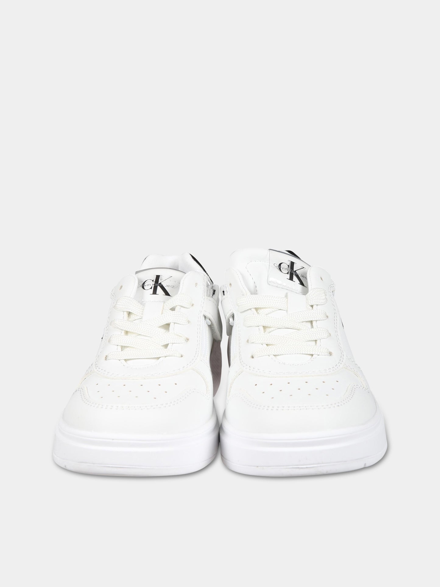 Sneakers bianche per bambini con logo,Calvin Klein Kids,V3X9 80553 1355100