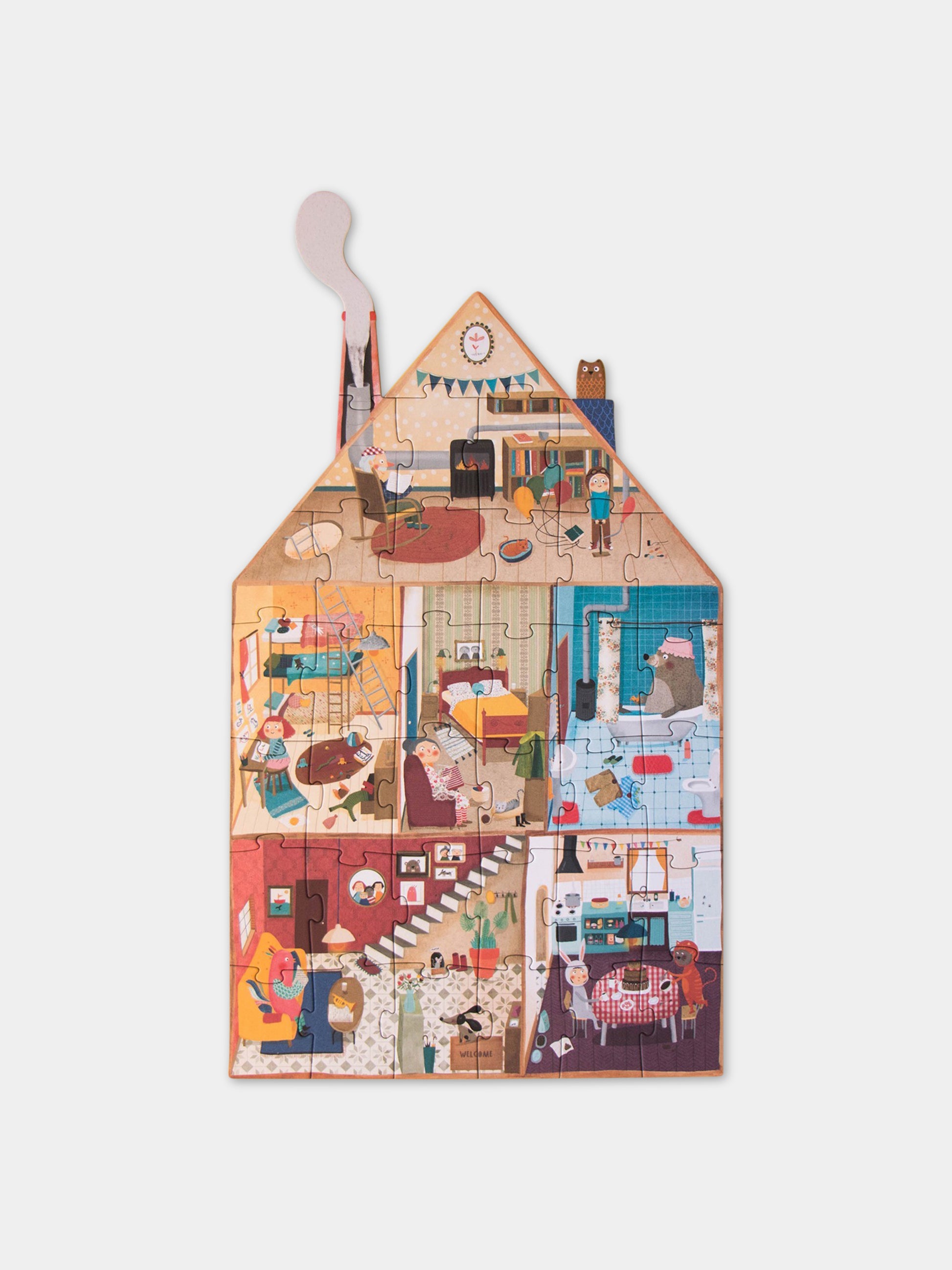 Puzzle multicolor per bambini con casa,Londji,PZ560U