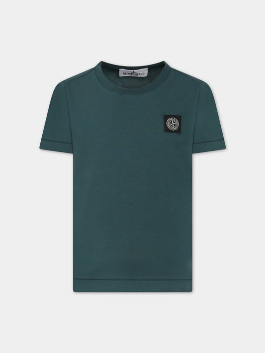 T-shirt verde per bambino con bussola,Stone Island Junior,791620147 V0053