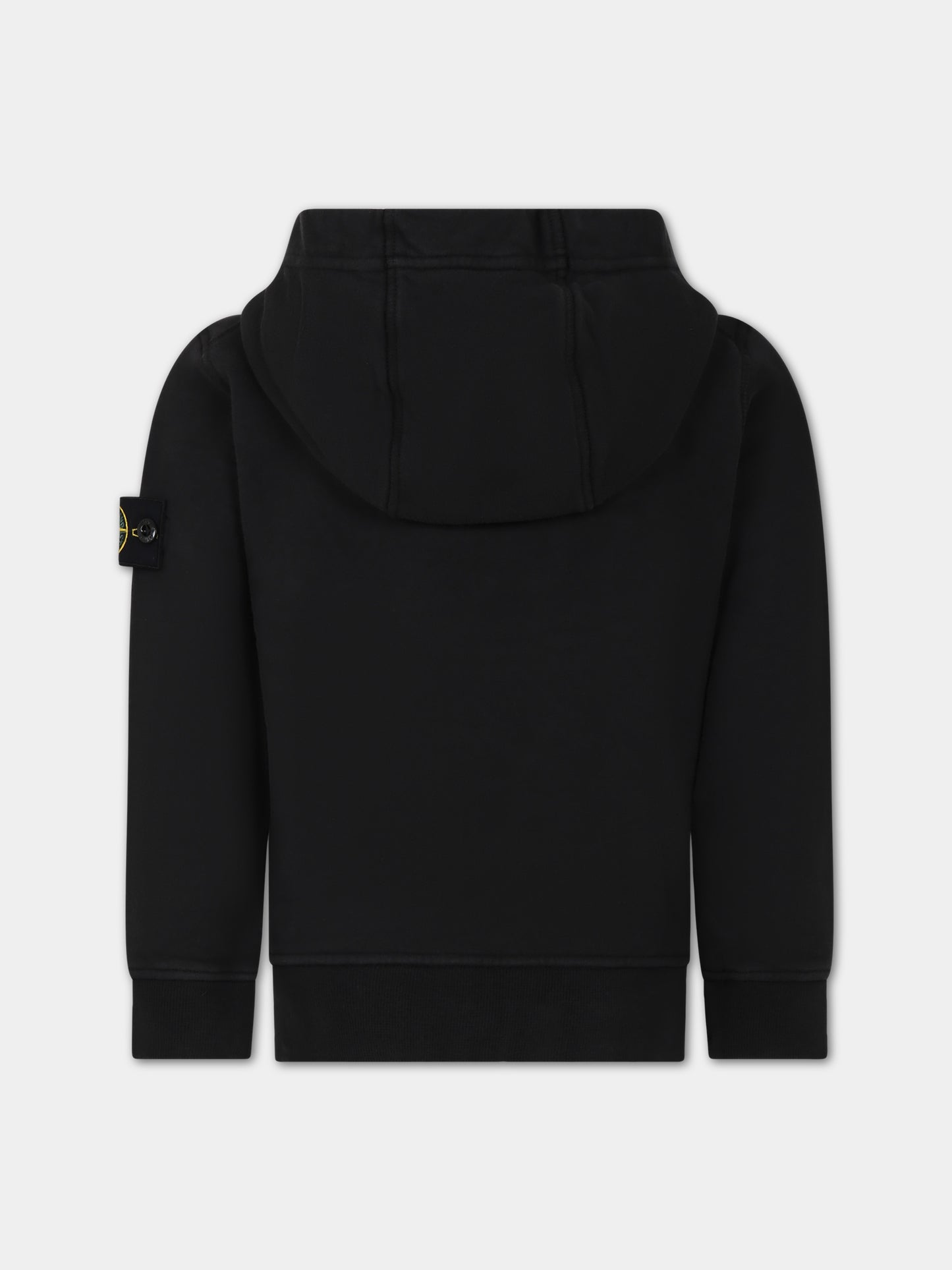 Felpa nera per bambino con bussola,Stone Island Junior,791660720 V0029