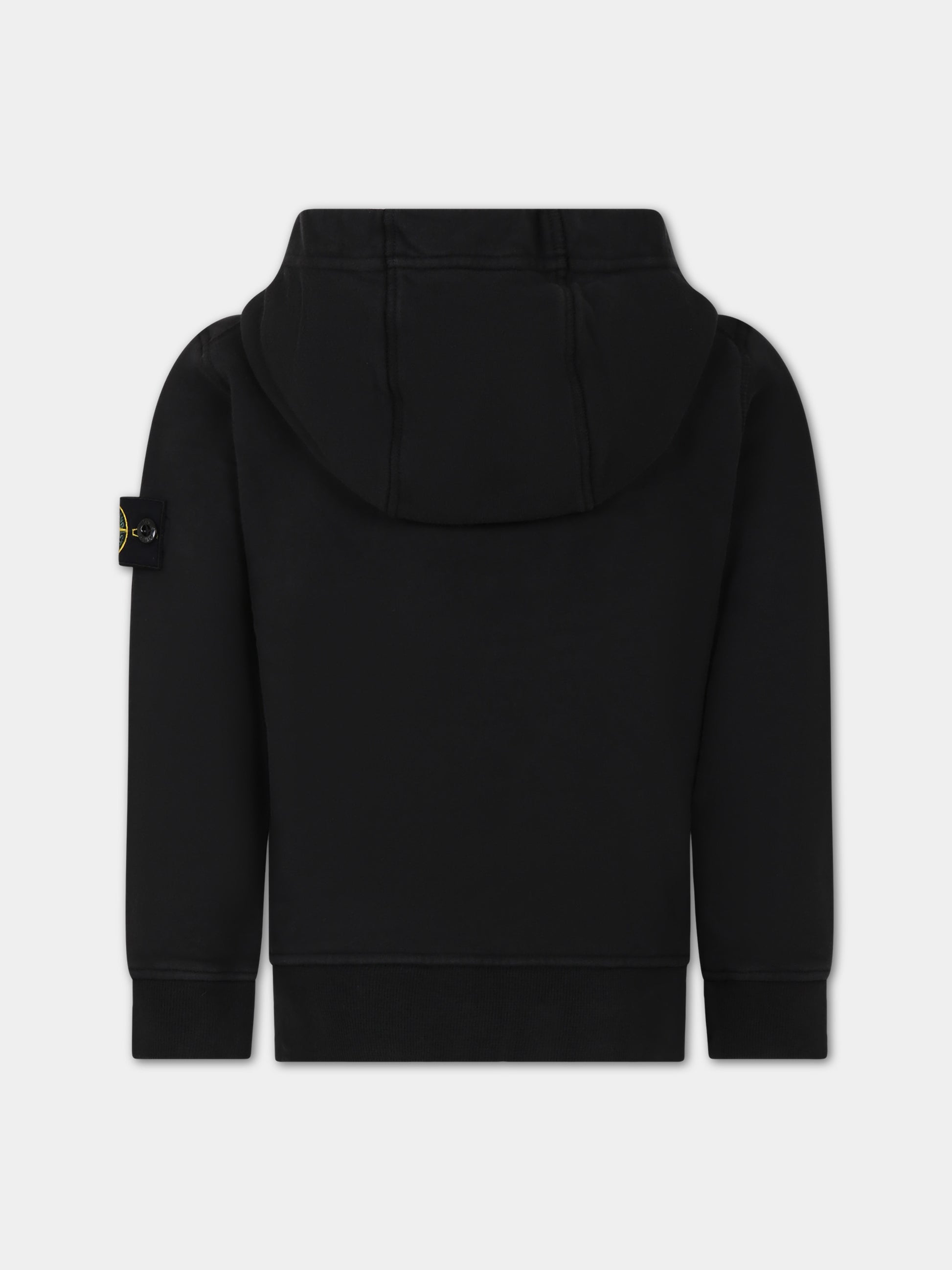 Felpa nera per bambino con bussola,Stone Island Junior,791660720 V0029