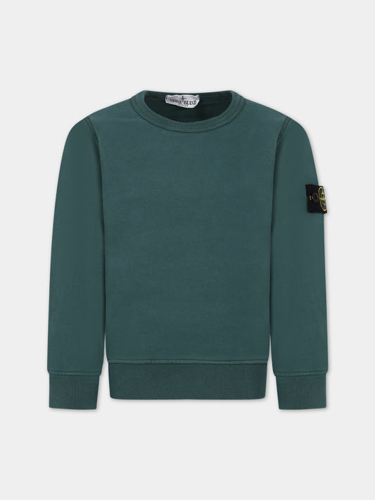 Felpa verde per bambino con bussola,Stone Island Junior,791661320 V0053