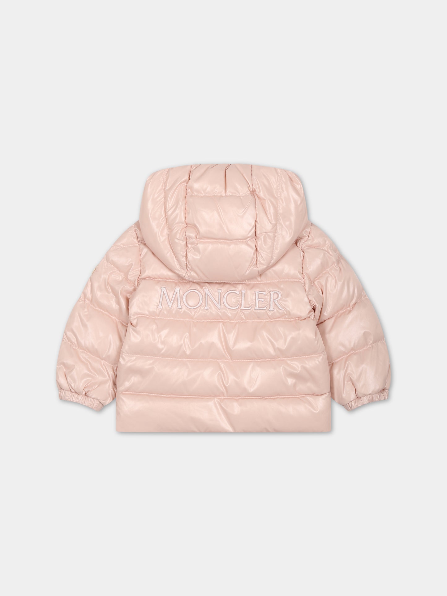 Piumino Anand rosa per neonata con logo,Moncler Kids,951 1A00006 5963V 51U