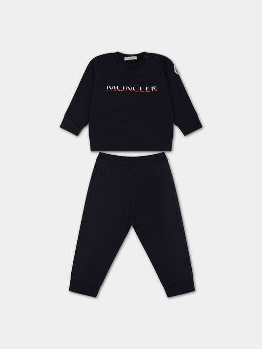 Completo blu per neonato con logo,Moncler Kids,951 8M00023 80996 778