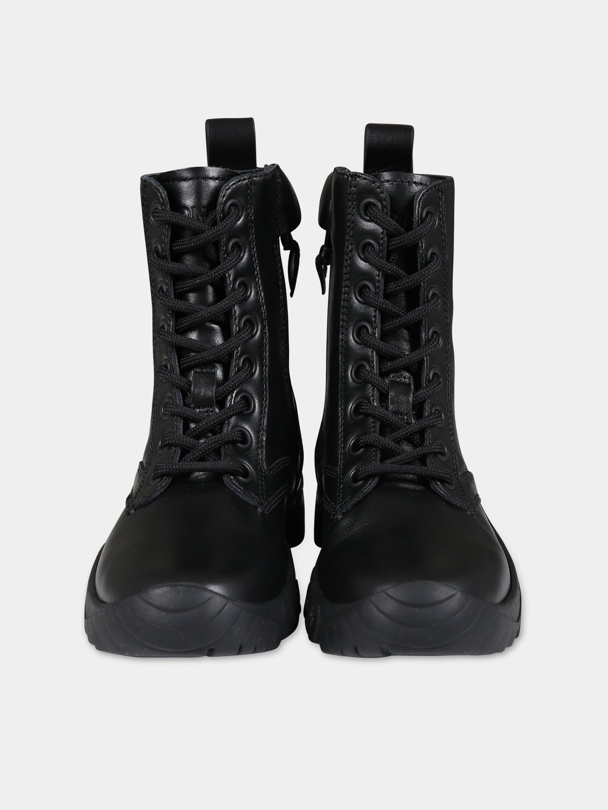 Anfibi neri per bambini con logo,Moncler Kids,954 4F00010 M3431 999