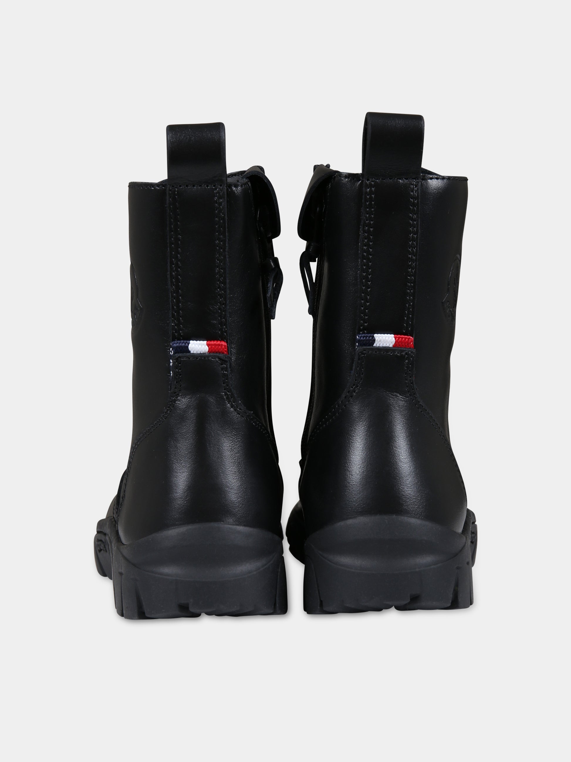 Anfibi neri per bambini con logo,Moncler Kids,954 4F00010 M3431 999