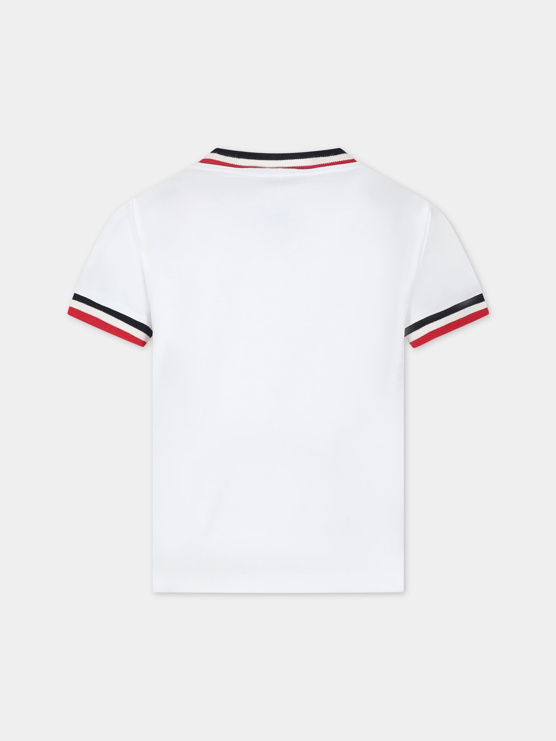 T-shirt bianca per bambino con logo,Moncler Kids,954 8C00023 83092 034