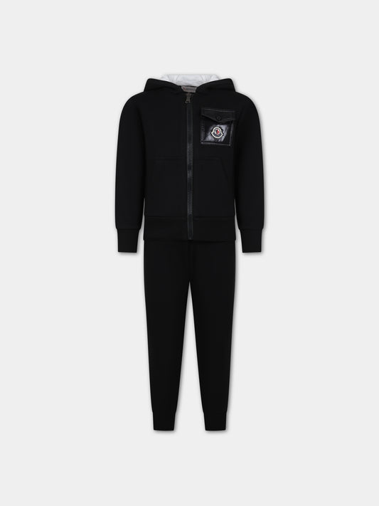 Completo nero per bambino con logo,Moncler Kids,954 8M00013 899PS 999
