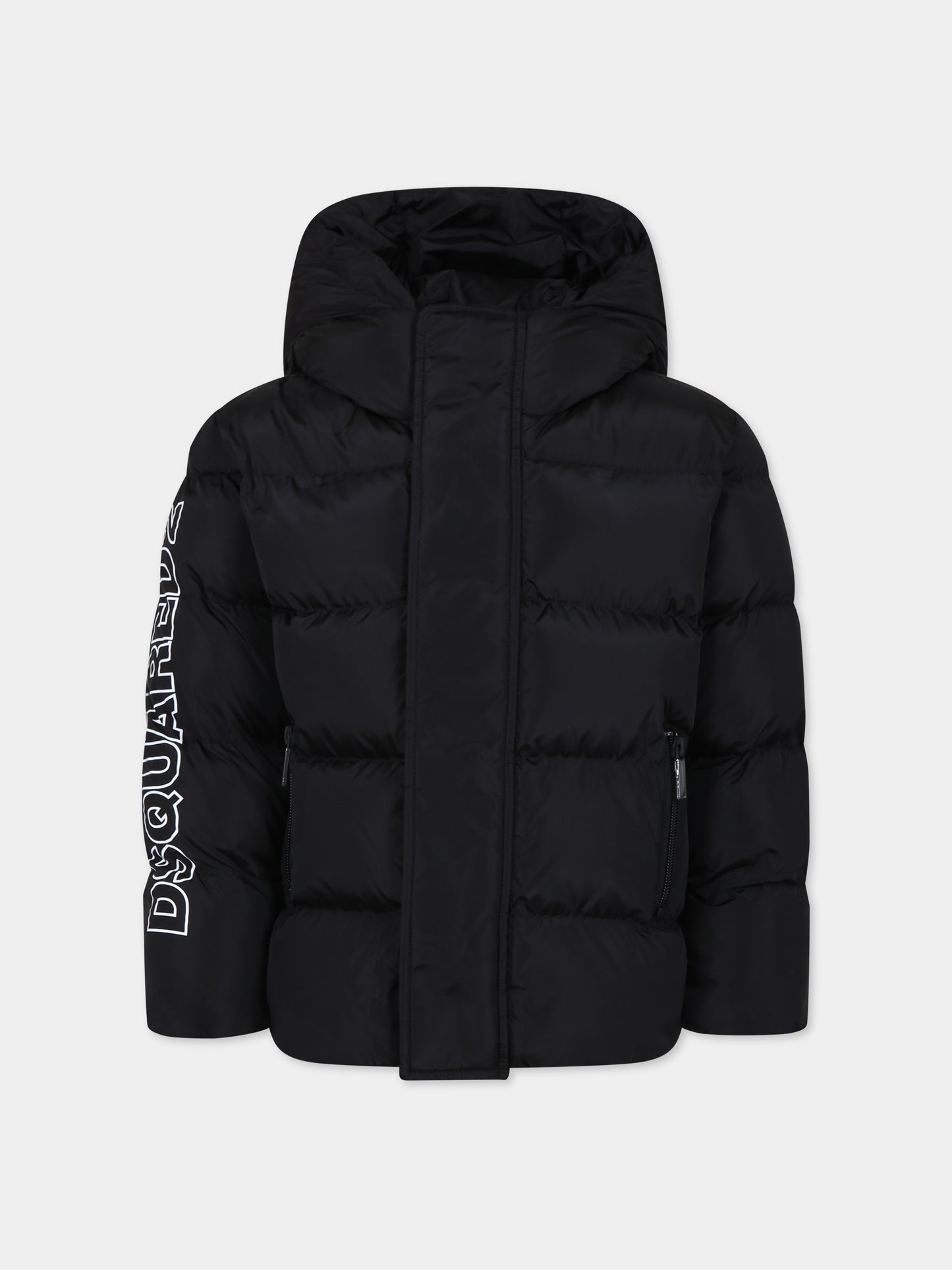 Piumino nero per bambino con logo,Dsquared2,DQ1732 D00BN D2J407U DQ900