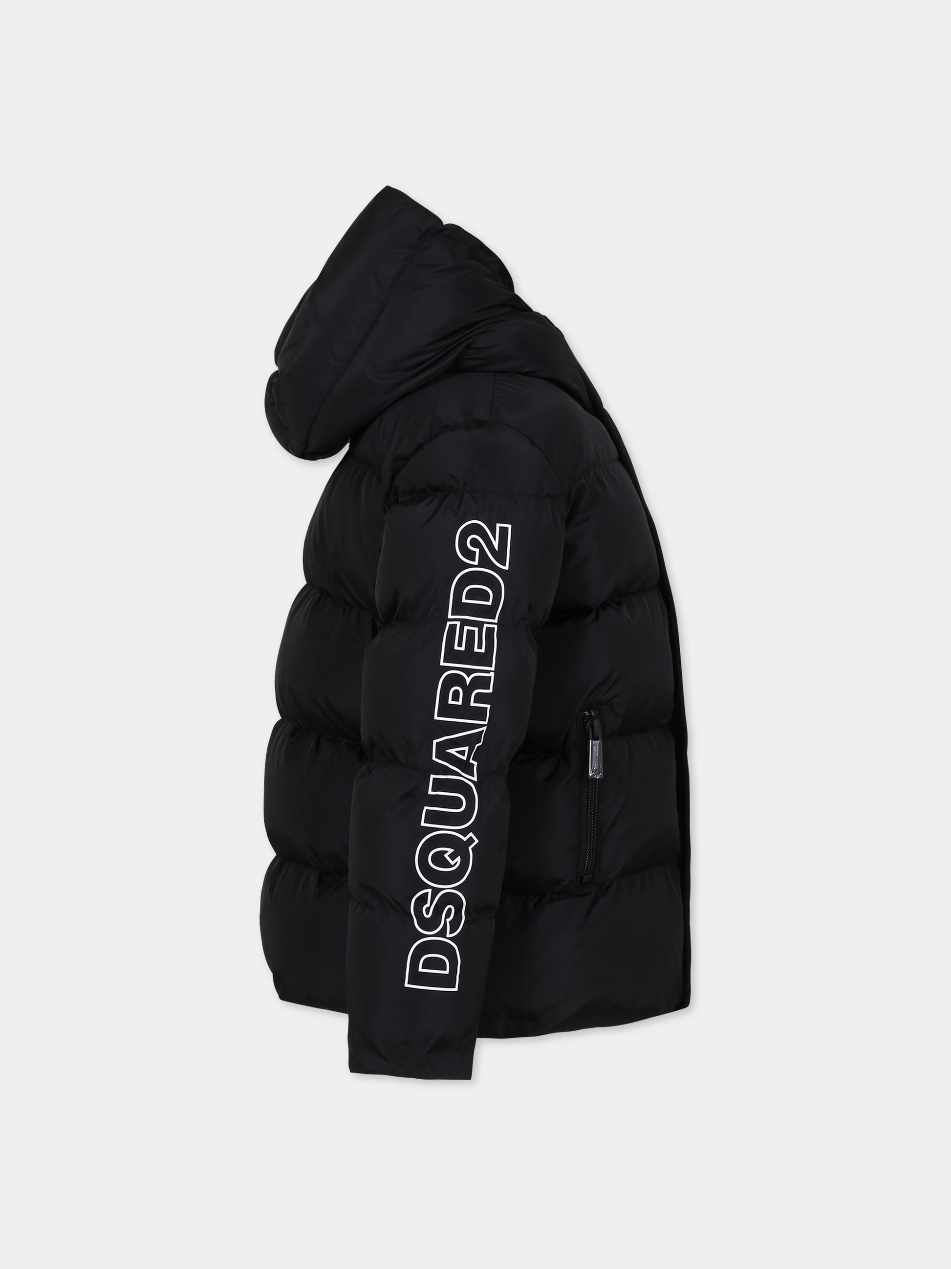 Piumino nero per bambino con logo,Dsquared2,DQ1732 D00BN D2J407U DQ900