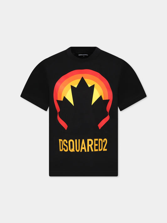 T-shirt nera per bambino con logo e stampa,Dsquared2,DQ1740 D00MM D2T949U DQ90S