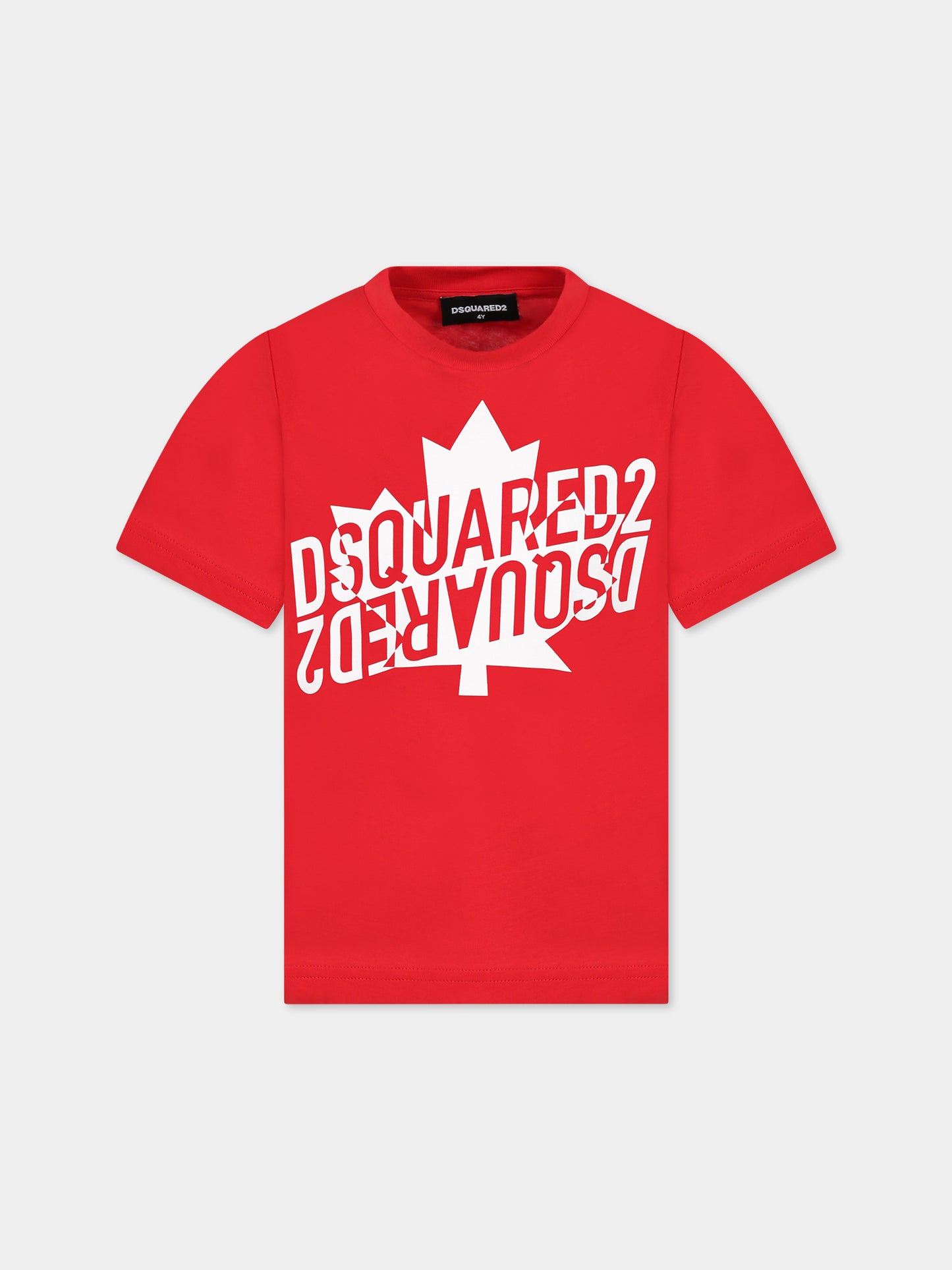 T-shirt rossa per bambino con logo e stampa,Dsquared2,DQ1743 D00MV D2T947U DQ411