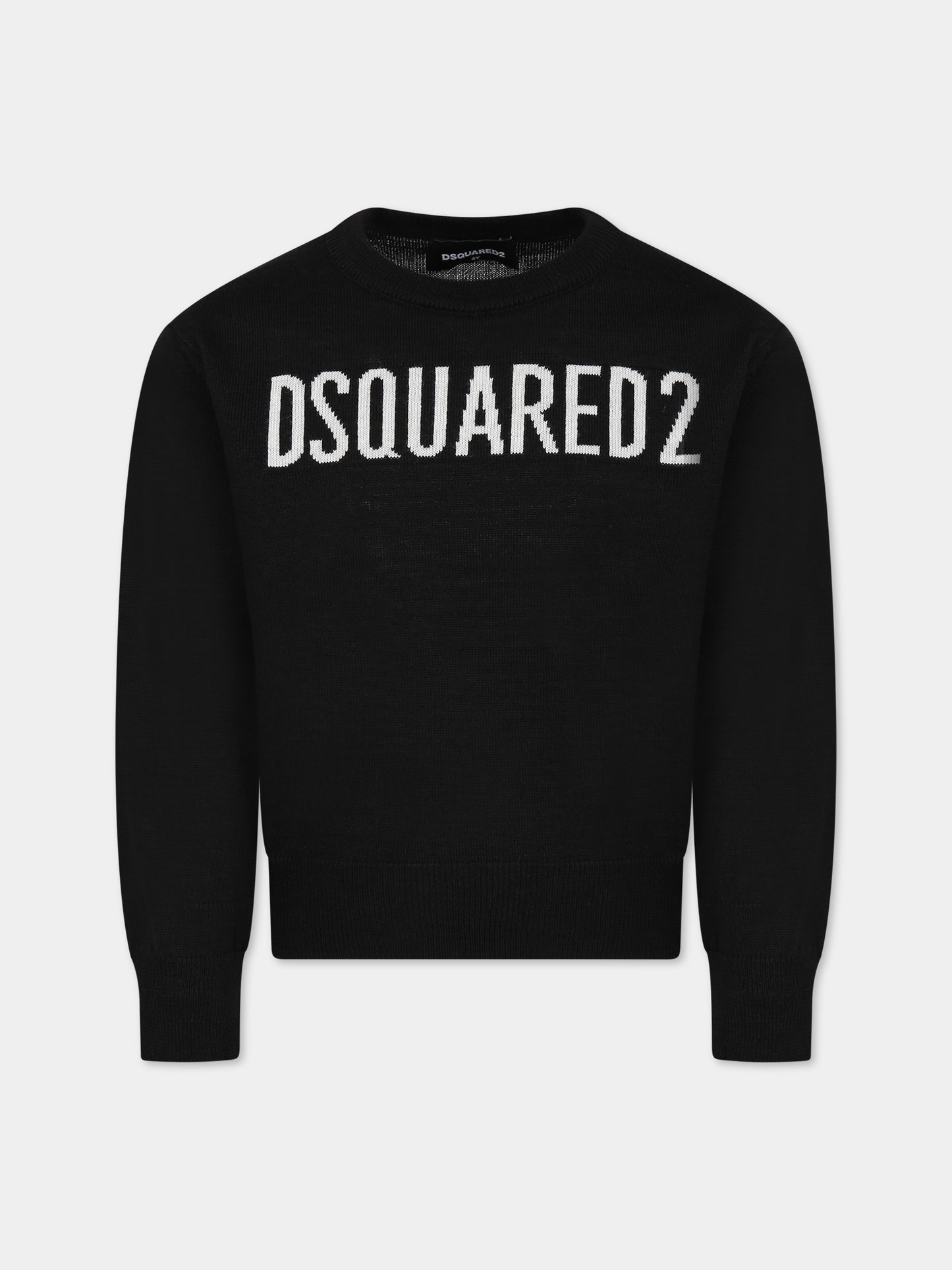 Maglione nero per bambino con logo,Dsquared2,DQ1724 D003F D2K148U DQ900
