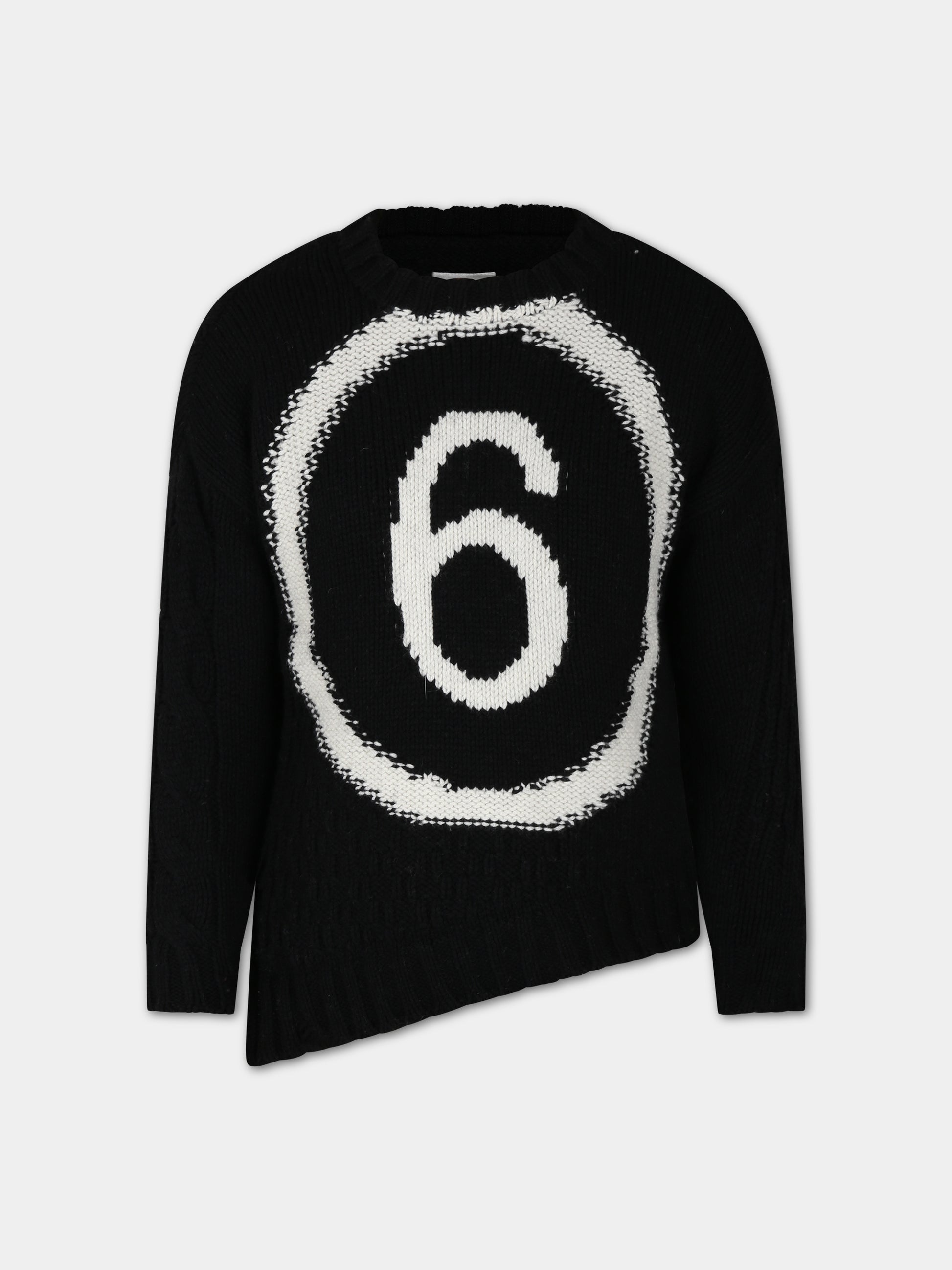 Maglione nero per bambini con logo,Mm6 Maison Margiela,M60476 MM01T MM6K18U M6900