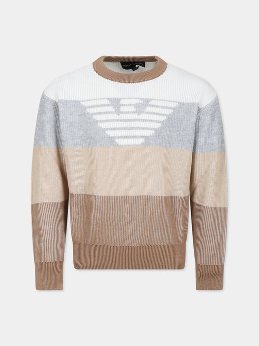 Maglione multicolor per bambino con aquilotto,Armani Junior,6R4M56 4MHDZ F149