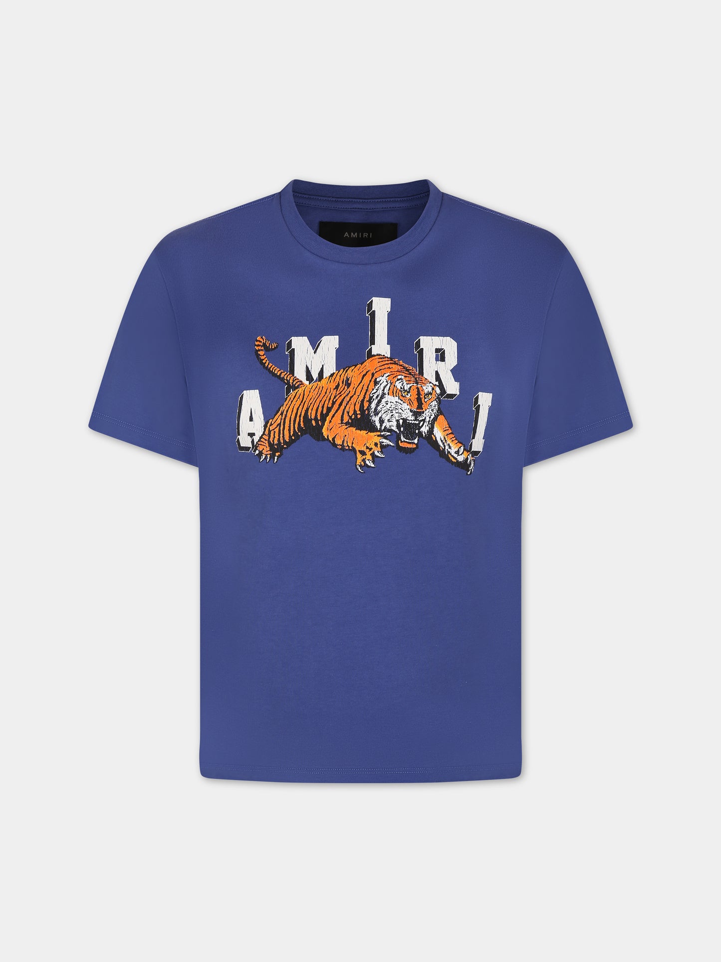 T-shirt blu per bambini con tigre e logo,Amiri,PF23KJT002 420