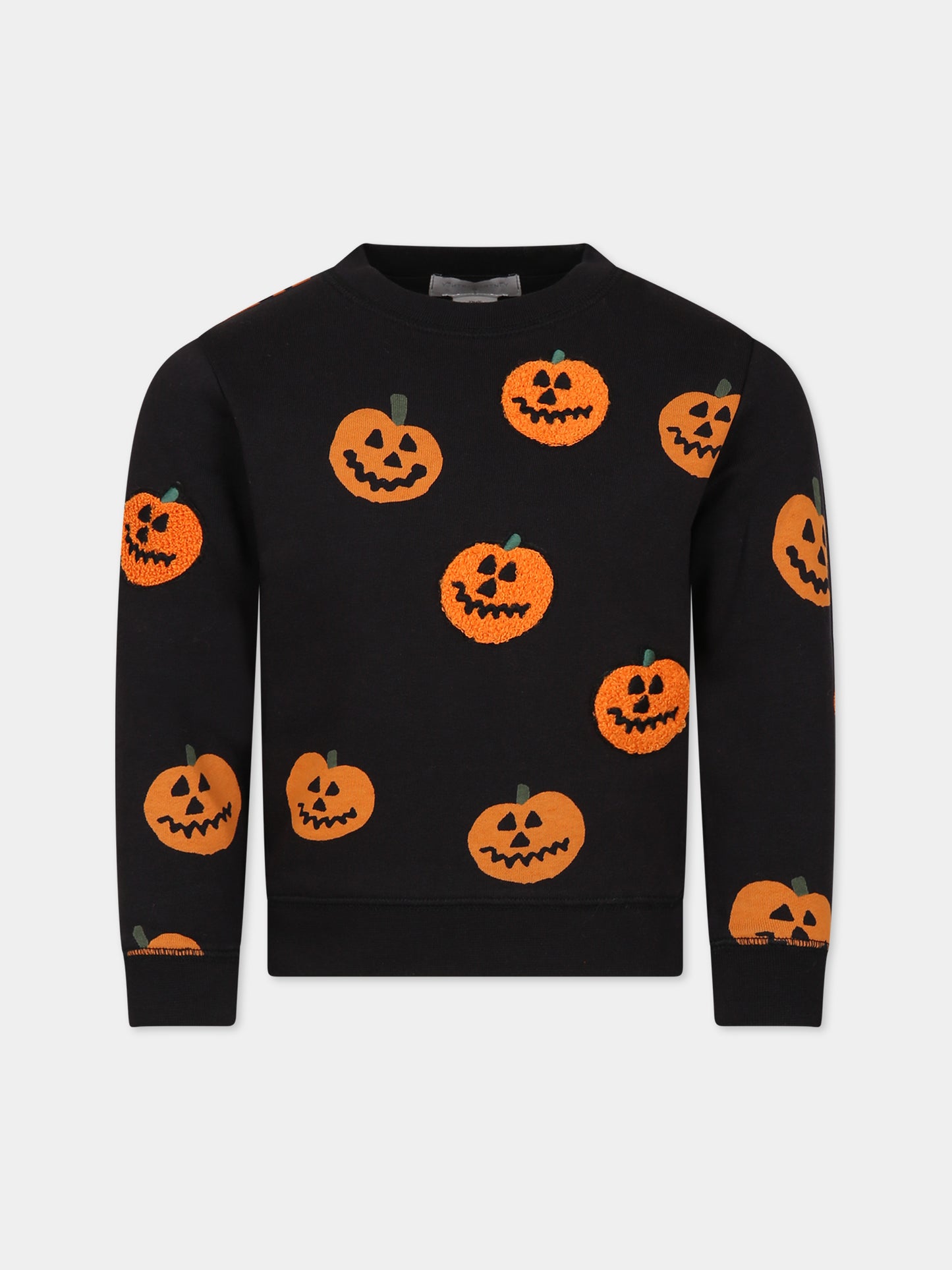 Felpa nera per bambino con zucche,Stella Mccartney Kids,TT4S50 Z1349 930MC
